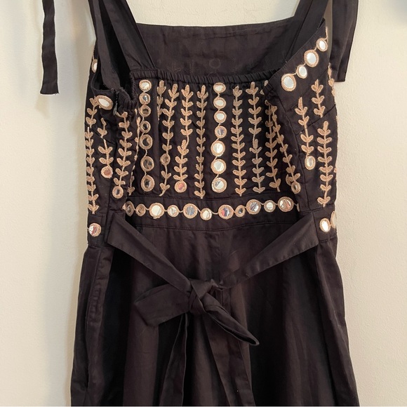 Anthropologie Raga Natasha Black Cotton Mirrored Jumpsuit Size Medium - Picture 11 of 16